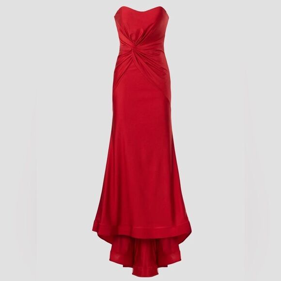 FAVIANA Red Strapless Evening Knot Front Gown size 8 - Picture 5 of 5